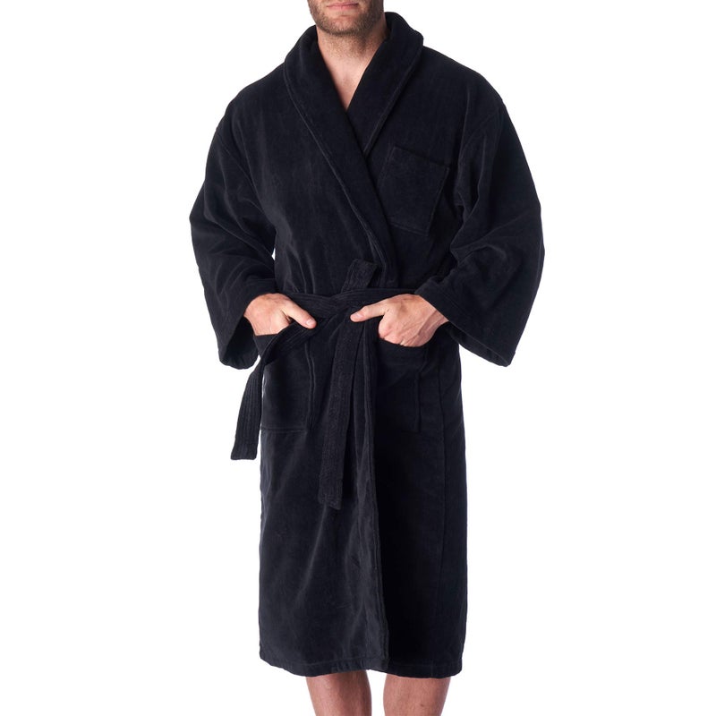 Alpine Swiss Pure Cotton Mens Terry Cloth Bathrobe Super Absorbent Spa Robe BLK XLXXL - Image 4